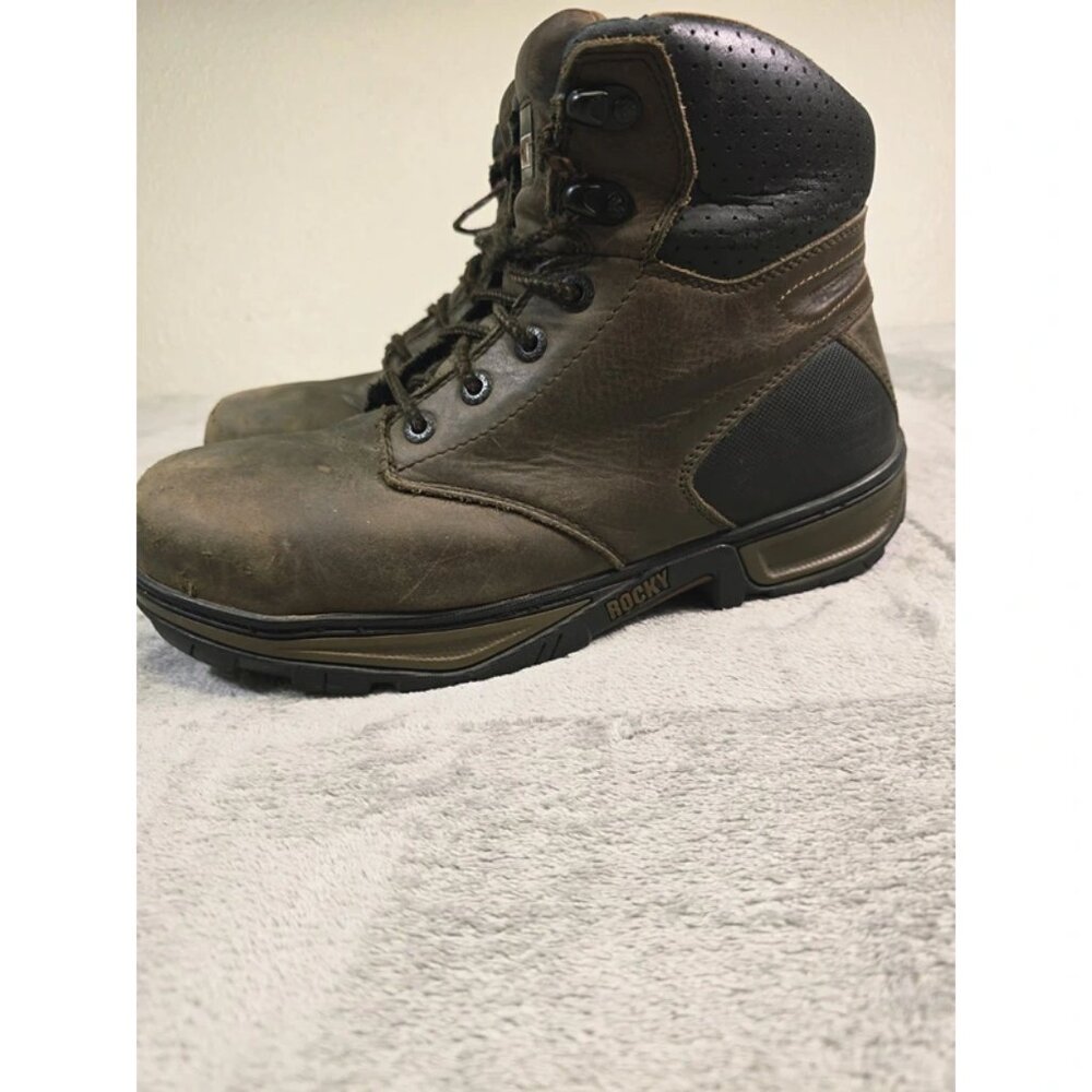 Rocky 6" Work Boots Mens 9.5 Brown Safety Toe Slip Resistant F2413-11 - Picture 7 of 16